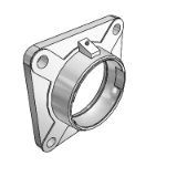 Roller bearing units with a flanged housing