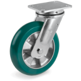 TR-Roll polyurethane wheels with round ergonomic profile, aluminium centre, electro welded brackets (EE MHD)
