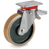 SRP/EP FR - Vulkolan® wheels, forged steel centre, swivel top plate bracket type "EP", with brake