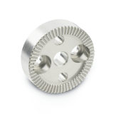 GN187.4 A - Stainless Steel-Serrated locking plates, Type A with tapped hole d3 in the center, with two countersunk holes for cap screws