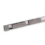 GN1490 - Stainless Steel-Linear guide rail systems, Type B3, with two cam roller carriage with 3 rollers, Identification no. 1, with one end stop