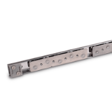 GN1490 - Stainless Steel-Linear guide rail systems, Type B5, with two cam roller carriage with 5 rollers, Identification no. 1, with one end stop