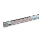 GN1490 - Linear guide rail systems, Type A5, with one cam roller carriage with 5 rollers, Identification no. 2, with two end stops
