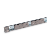 GN1490 - Linear guide rail systems, Type B3, with two cam roller carriage with 3 rollers, Identification no. 2, with two end stops