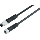 connection cable male cable connector M8 x 1 - female cable connector M8 x 1, overmolded, TPE black, unshielded, UL