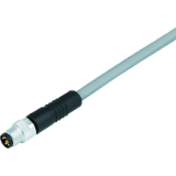 Kabelstecker, umspritzt, Schraubversion, M8x1, mit Sechskant-Druckgussgewindering, PVC grau, ungeschirmt, UL