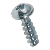 BN 20092 - Pan head screws with pressed washer with Pozidriv cross recess form Z, fully threaded (EJOT PT®; WN 1411), steel heat-treated 380 HV, zinc plated blue
