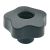 BN 14132 - Lobe knobs with brass boss and tapped through-hole (Elesa® VCT.FP), black, matte finish