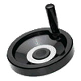 BN 14037 Solid handwheels with revolving handle, black-oxide steel hub, ring matte anodized aluminum