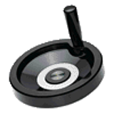 BN 14039 Solid handwheels with revolving handle, ring matte anodized aluminum, hub stainless steel undrilled