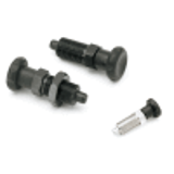 W800 - KNOB STYLE - BLACK OXIDE TREATED AND STAINLESS STEEL - INDEXING PLUNGER WITH OR WITHOUT LOCK NUT