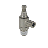 PV41 - Brass Flow Control with swivelling push-in fitting and Handwheel