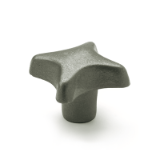 DIN 6335 - Star knobs Cast iron Type B, with plain through bore, Tol. H7