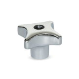GN 6335 - Stainless Steel-Hand knobs, Type D, with threaded through bore