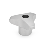 GN 5345.4 - Stainless Steel-Three-lobe knobs, Type D, with threaded through bore