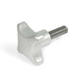 GN 6335.5 - Hand knobs, Type AM, matte (ground), Aluminum with threaded stud Stainless Steel