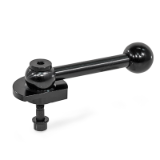 GN 918.2 - Clamping Bolts, Steel, Downward Clamping, Screw from the Back, Type GVB with ball lever, straight (serration)