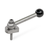 GN 918.5 - Eccentric Cams, Stainless Steel, Radial Clamping, Screw from the Operator's Side, Type KVS with ball lever, angular (serration)