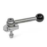 GN 918.6 - Clamping Bolts, Stainless Steel, Upward Clamping, Screw from the Back, Type GVB with ball lever, straight (serration)