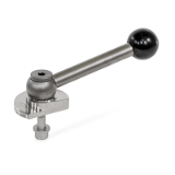 GN 918.6 - Clamping Bolts, Stainless Steel, Upward Clamping, Screw from the Back, Type KVS with ball lever, angular (serration)