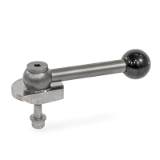 GN 918.7 - Clamping Bolts, Stainless Steel, Downward Clamping, Screw from the Operator's Side, Type GVB with ball lever, straight (serration)