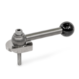 GN 918.7 - Clamping Bolts,Stainless Steel, Downward Clamping, Screw from the Backt, Type GVS with ball lever, straight (serration)