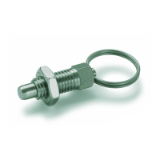 GN 717 - Stainless Steel-Indexing plungers, Type A without rest position (lifting ring), without lock nut