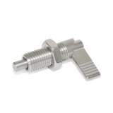 GN 721.5 - Stainless Steel-Cam action indexing plungers, Type LAK, Left-hand lock, with lock nut