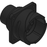 Receptacle front panel mount, for higher voltages