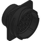 Receptacle front panel mount, for higher voltages