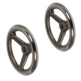 DIN950-GG-B/G-N/G - Spoked Handwheels DIN 950 with Smooth Rim and Slanted Spokes, with threaded lug