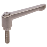 MAE-VKH-300.5-IS-G-RF - Adjustable Clamping Levers 300.5, Version IS-G with External Thread, Disengaged by Pulling, Stainless