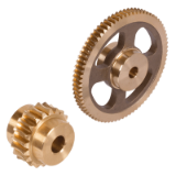 MAE-SR-BR-0.5-2-2GG-RH - Worm Gears Made from Bronze (G-CuSn12), with Hollow Teeth, Double-Thread, Right Hand