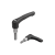 06611_50 - Maniglia a leva in plastica con collare allungato con filettatura esterna, parti metalliche in acciaio inox