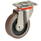 "TR-POWERHIGH" polyurethane wheels with aluminium centre, heavy duty brackets type (P)