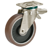 58 SRP PT FR - "TR-POWERHIGH" polyurethane wheels, swivel top plate bracket type "PT" with brake