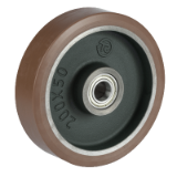 58CC - "TR-POWERHIGH" polyurethane wheels, cast iron centre, ball bearing bore