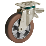58HT SPR/PT FR - "TR-POWERHIGH" polyurethane wheels, aluminum center, rotating support "PT" type plate with brake