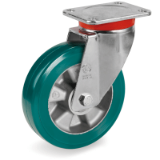 SRP/EP - "TR-ROLL" polyurethane wheels, aluminium centre, swivel top plate bracket type "EP"