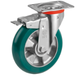 SRP/NL FR - "TR-ROLL" polyurethane wheels, aluminium centre, swivel top plate bracket type "NL" with brake
