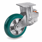 SF/EES MHD - “TR-ROLL” polyurethane wheels with ergonomic round profile, aluminium centre, fixed elecotrowelded sprung-loaded bracket type EES MHD