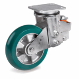 SRP/EES MHD - “TR-ROLL” polyurethane wheels with ergonomic round profile, aluminium centre, swivel top plate elecotrowelded sprungloaded bracket type EES MHD