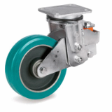 SRP/EES MHD - “TR-ROLL” polyurethane wheels cast iron centre, swivel top plate electrowelded sprung-loaded bracket type EES MHD