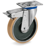 SRP/M FR - Vulkolan® wheels, forged steel centre, swivel top plate bracket type "M", with brake