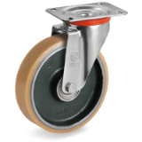SRP/NL - Vulkolan® wheels, cast iron centre, swivel top plate bracket type "NL"