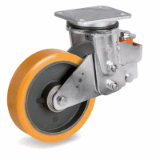 SRP/EES MHD - “TR” polyurethane wheels, cast iron centre, swivel top plate electrowelded sprung-loaded bracket type EES MHD