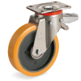 SRP/P FR - "TR" polyurethane wheels, swivel top plate bracket type "P" with brake