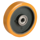 64CC - "TR" polyurethane wheels, cast iron centre, ball bearing bore