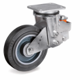 SRP/EES MHD - Sigma elastic rubber wheels, cast iron centre, swivel top plate electrowelded sprung-loaded bracket type EES MHD