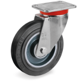 SRP/EP - "SIGMA ELASTIC" rubber wheels, cast iron centre, swivel top plate bracket type "EP"
